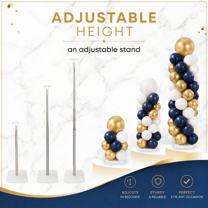 Balloon Column Stand,Balloon Stand Kit Set of 2, Adjustable Balloon Column Stand (1.2ft to 6.5ft), Metal Balloon Stand Kit for Floor & Table, Balloon Tower for Graduation Party Decorations
