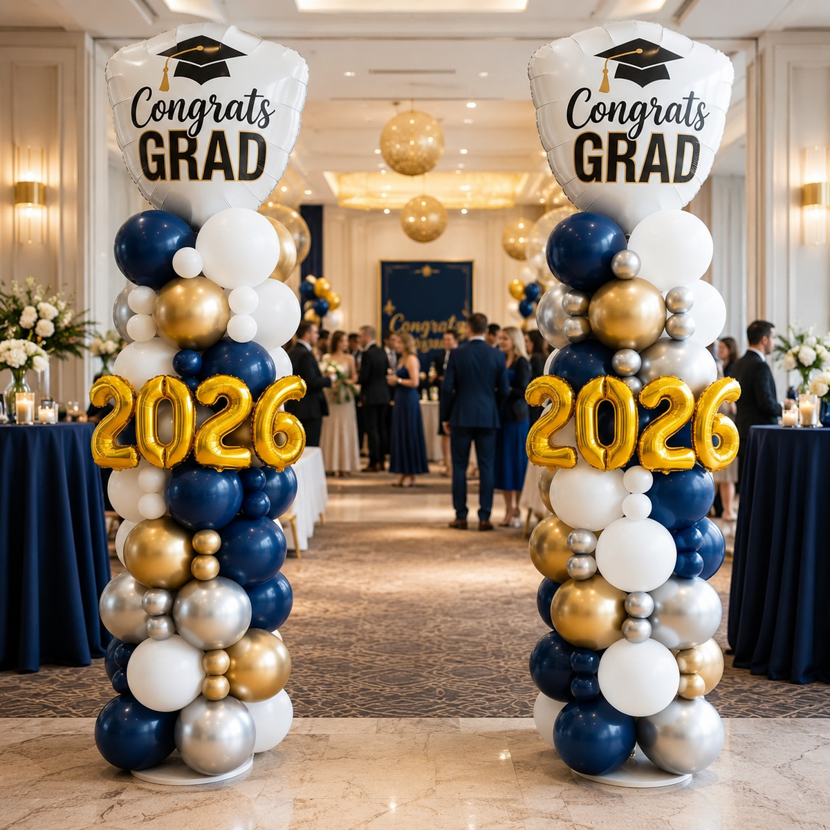 Balloon Column Stand,Balloon Stand Kit Set of 2, Adjustable Balloon Column Stand (1.2ft to 6.5ft), Metal Balloon Stand Kit for Floor & Table, Balloon Tower for Graduation Party Decorations