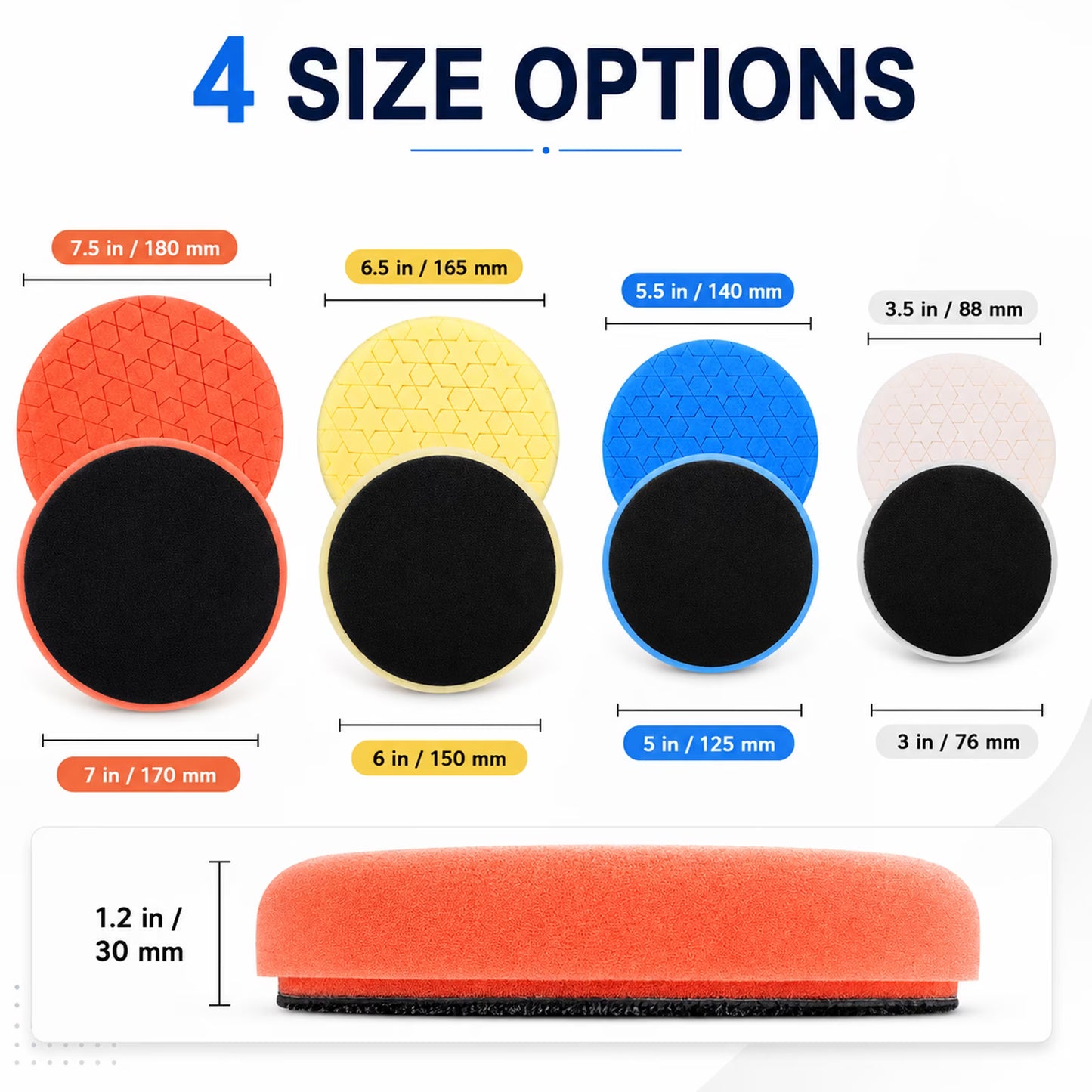 6 Pcs 6 Inch Buffing Pads, Polishing Pads 6.5 Inch 165 mm Face for 6 Inch 150mm Base Plate, Sponge and Wool Buffer Pads for Compounds, Polishing and Waxing