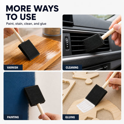 100 Pcs Foam Paint Brushes, 2 Inch Wood Handled Sponge Paint Brushes, Disposable Foam Brushes Ideal for Staining, Varnish Application, Art Creation and Multiple DIY Craft Projects, Black