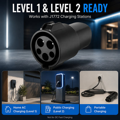 J1772 Compatible with Tesla Charger Adapter, Charging Convertor for Tesla Model 3/Y/X/S, 80A 250V EV Charging Connector, Quick Install & Snug Fit, Only Works for Tesla Vehicles