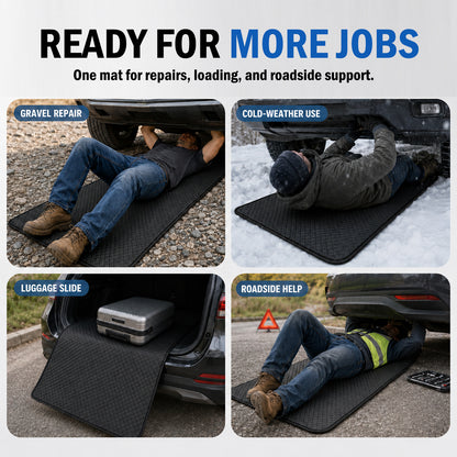 Rolling Creeper Mat, 60"x28" Low Ground Clearance Under Car Mechanic Pad with Storage Bag, Portable 3-Layer Auto Repair Roller Mat for All Vehicles & Terrains, Ground Work Maintenance Tool, Black