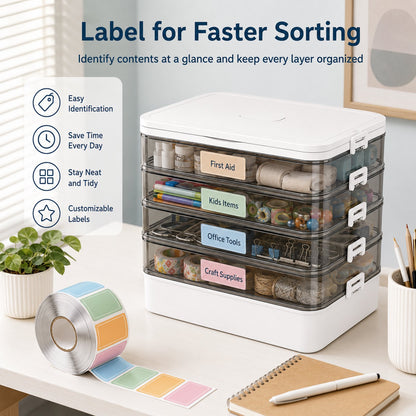 5-Tier Portable Medicine Box with Handle, Medicine Storage Box Organizer, Medication Organizer with Removable Tray