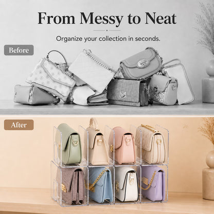 2-Pack Clear Acrylic Closet Shelf Dividers, Compartment Organizer for Handbags, Wallets, Pouches and Fashion Accessories