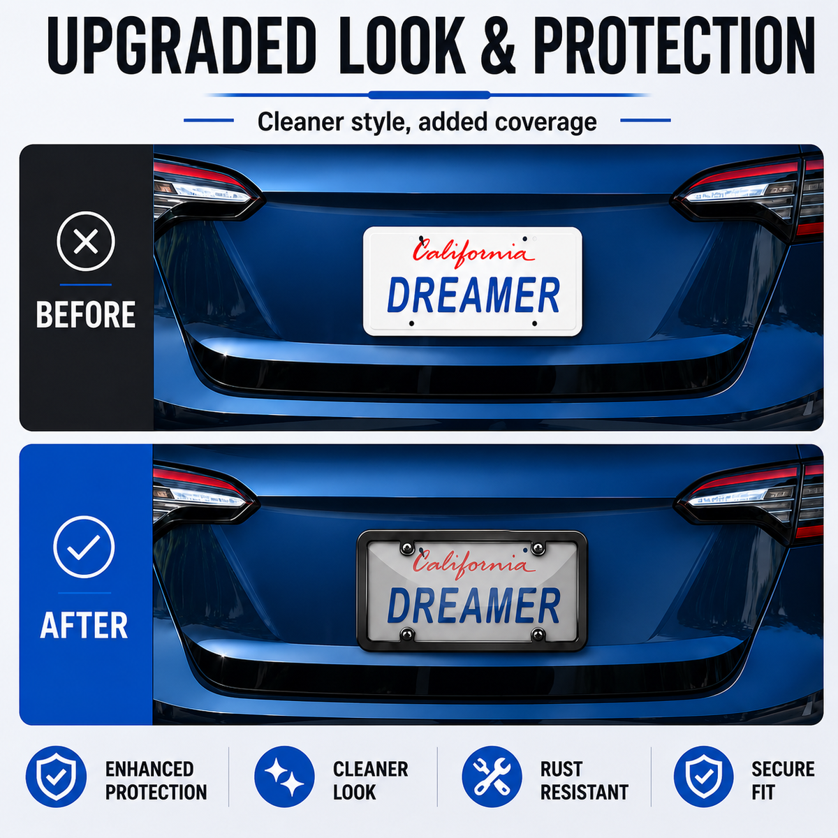 2 Pack License Plate Protector,Tinted License Plate Covers and Frames with Screws & Caps,Durable Black License Plate Frame & Car Plate Cover,Standard US License Plate Holder