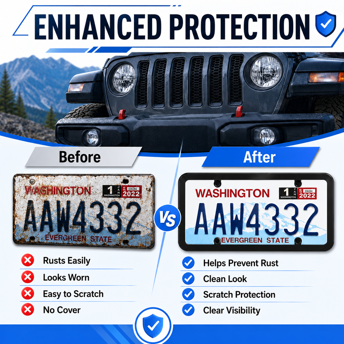 2 Pack License Plate Protector,Tinted License Plate Covers and Frames with Screws & Caps,Durable Black License Plate Frame & Car Plate Cover,Standard US License Plate Holder