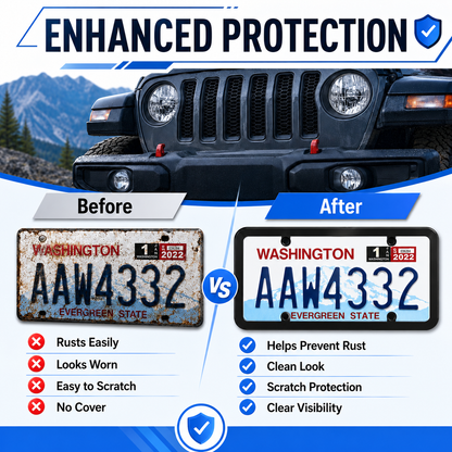 2 Pack License Plate Protector,Tinted License Plate Covers and Frames with Screws & Caps,Durable Black License Plate Frame & Car Plate Cover,Standard US License Plate Holder