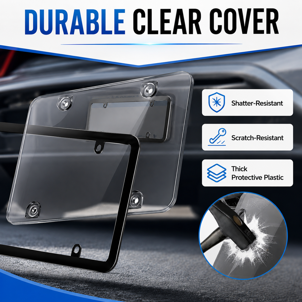 2 Pack License Plate Protector,Tinted License Plate Covers and Frames with Screws & Caps,Durable Black License Plate Frame & Car Plate Cover,Standard US License Plate Holder