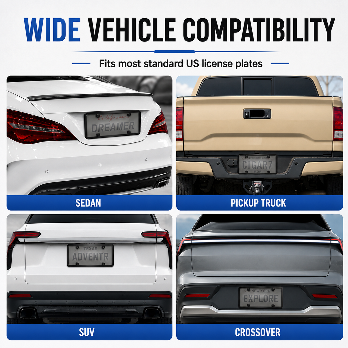 2 Pack License Plate Protector,Tinted License Plate Covers and Frames with Screws & Caps,Durable Black License Plate Frame & Car Plate Cover,Standard US License Plate Holder