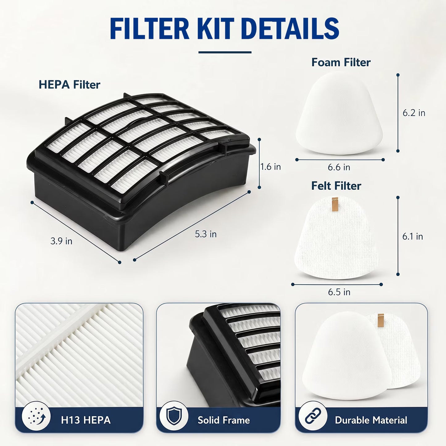10-Pack Vacuum Filter Replacement Kit for Shark Navigator Lift-Away NV350 NV351 NV352 NV355 NV356E NV357 NV360 UV440 UV490 UV540, Includes 2 HEPA, 4 Foam & 4 Felt Filters, Replaces XFF350 XHF350