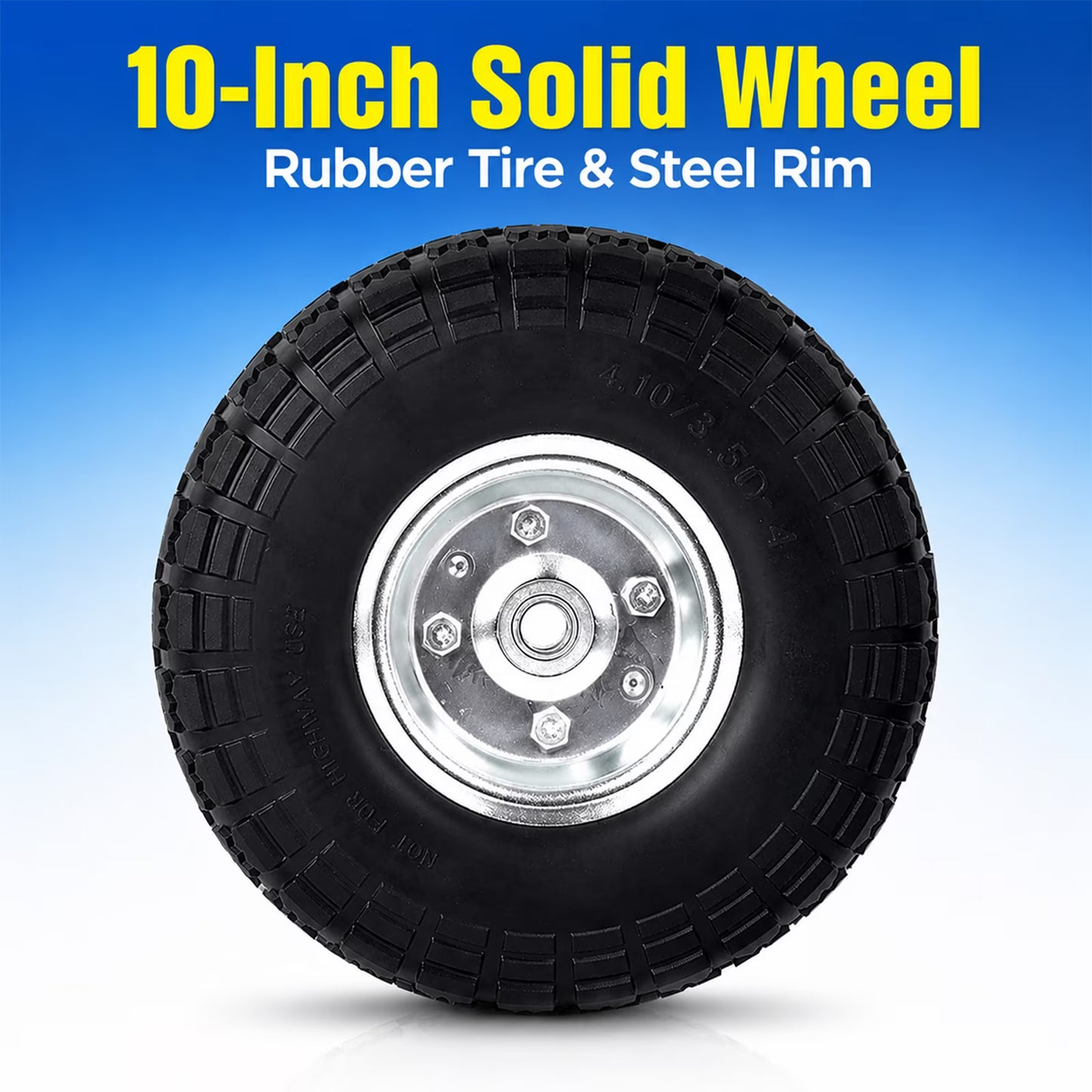 2 Pack 10 Inch 4.10/3.50-4 Tire and Wheel, Flat-Free Hand Truck Wheels for Dolly Carts