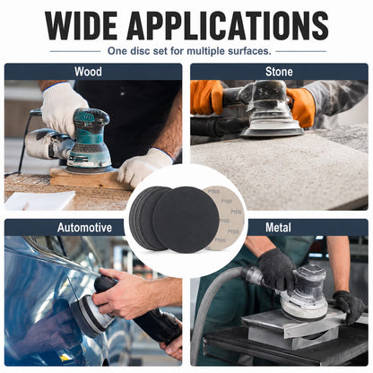 6 Inch Sanding Discs, 50 Pcs Hook and Loop Wet Dry Sandpaper 1000 1500 2000 3000 5000 Grit, Waterproof Silicon Carbide Sand Paper for Random Orbital Sander, Automotive Wood Metal