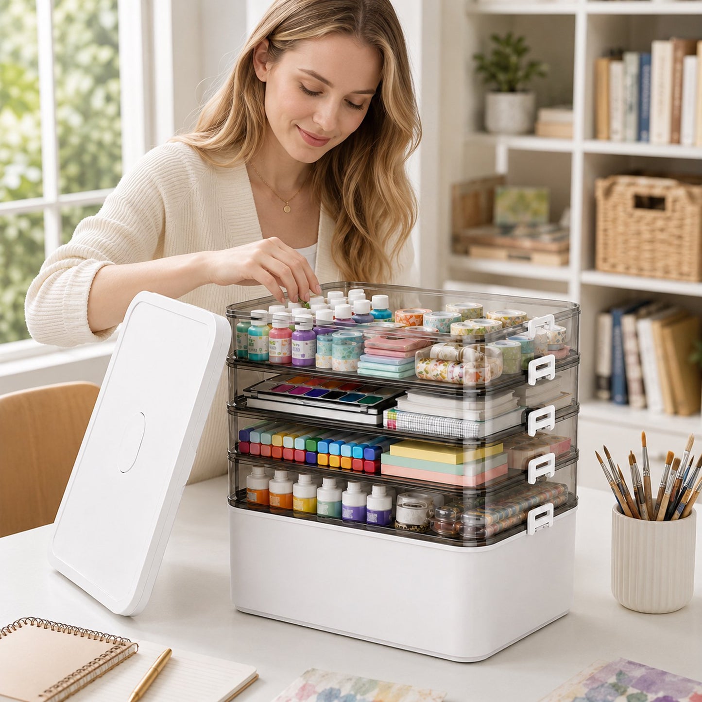5-Tier Portable Medicine Box with Handle, Medicine Storage Box Organizer, Medication Organizer with Removable Tray