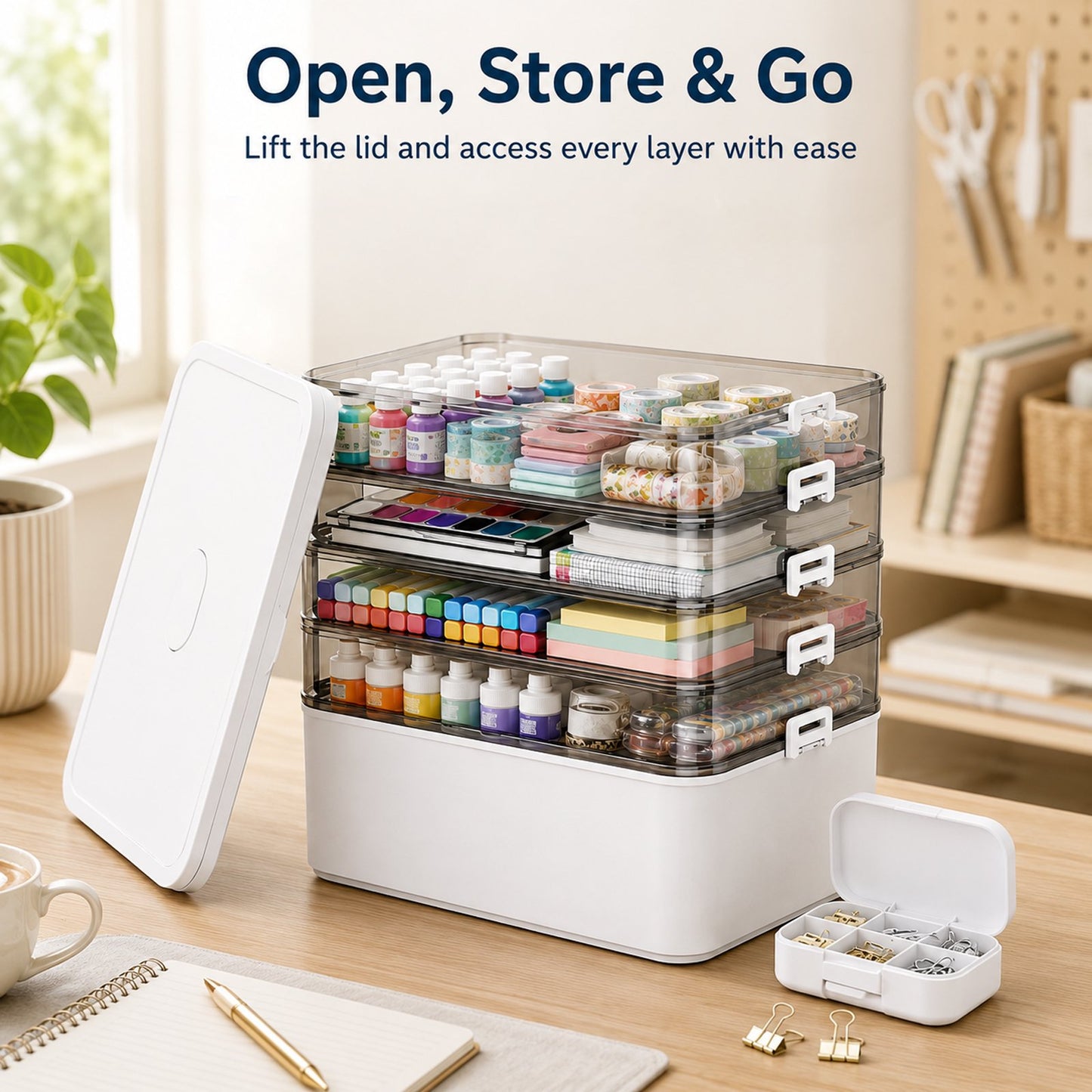 5-Tier Portable Medicine Box with Handle, Medicine Storage Box Organizer, Medication Organizer with Removable Tray