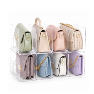 2-Pack Clear Acrylic Closet Shelf Dividers, Compartment Organizer for Handbags, Wallets, Pouches and Fashion Accessories