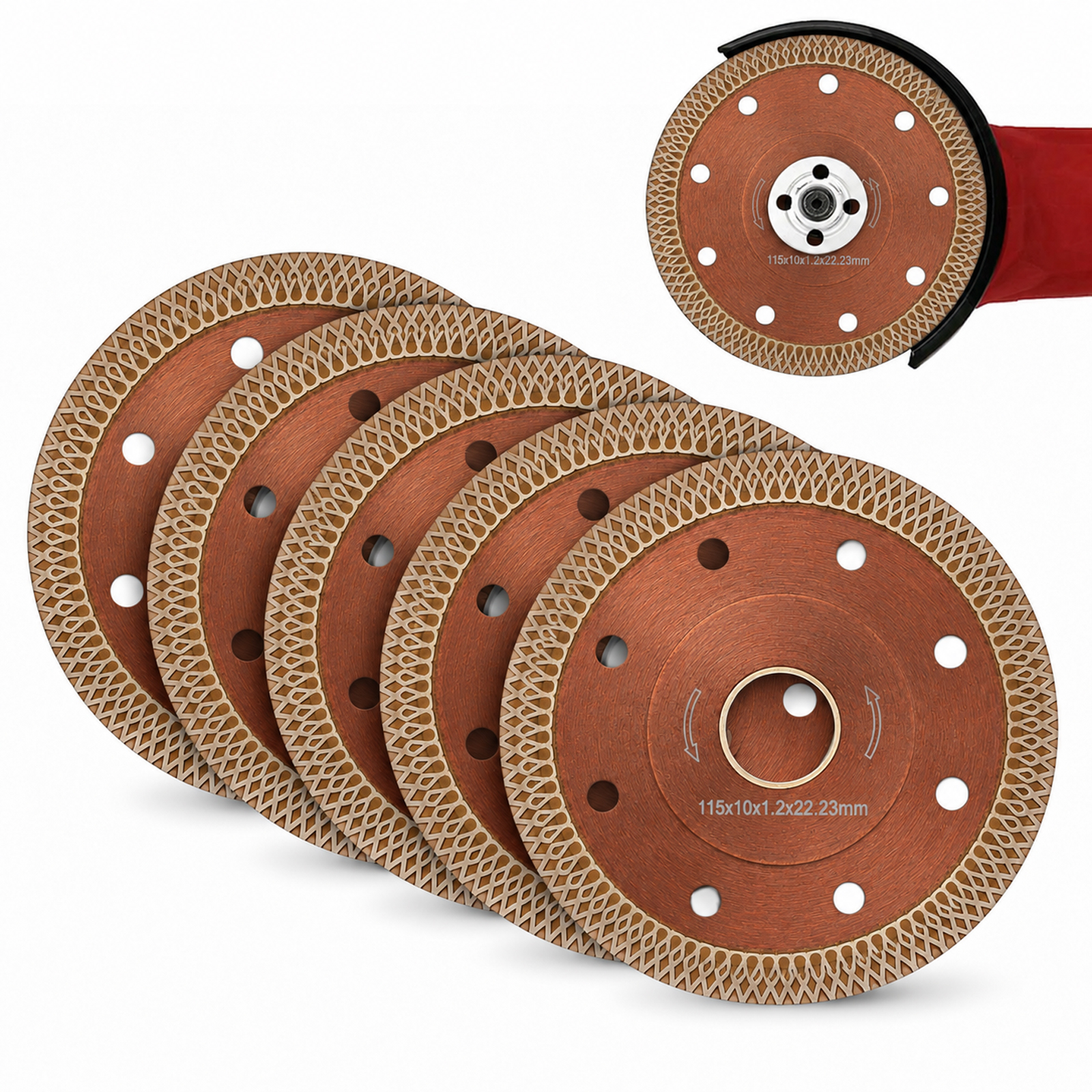 5-Pack 4.5-Inch Diamond Blade for Angle Grinder, 4 1/2 Diamond Blade for Grinder with 7/8-Inch Arbor, Tile Blade for Porcelain, Ceramic, Granite and Marble, Wet or Dry Cutting
