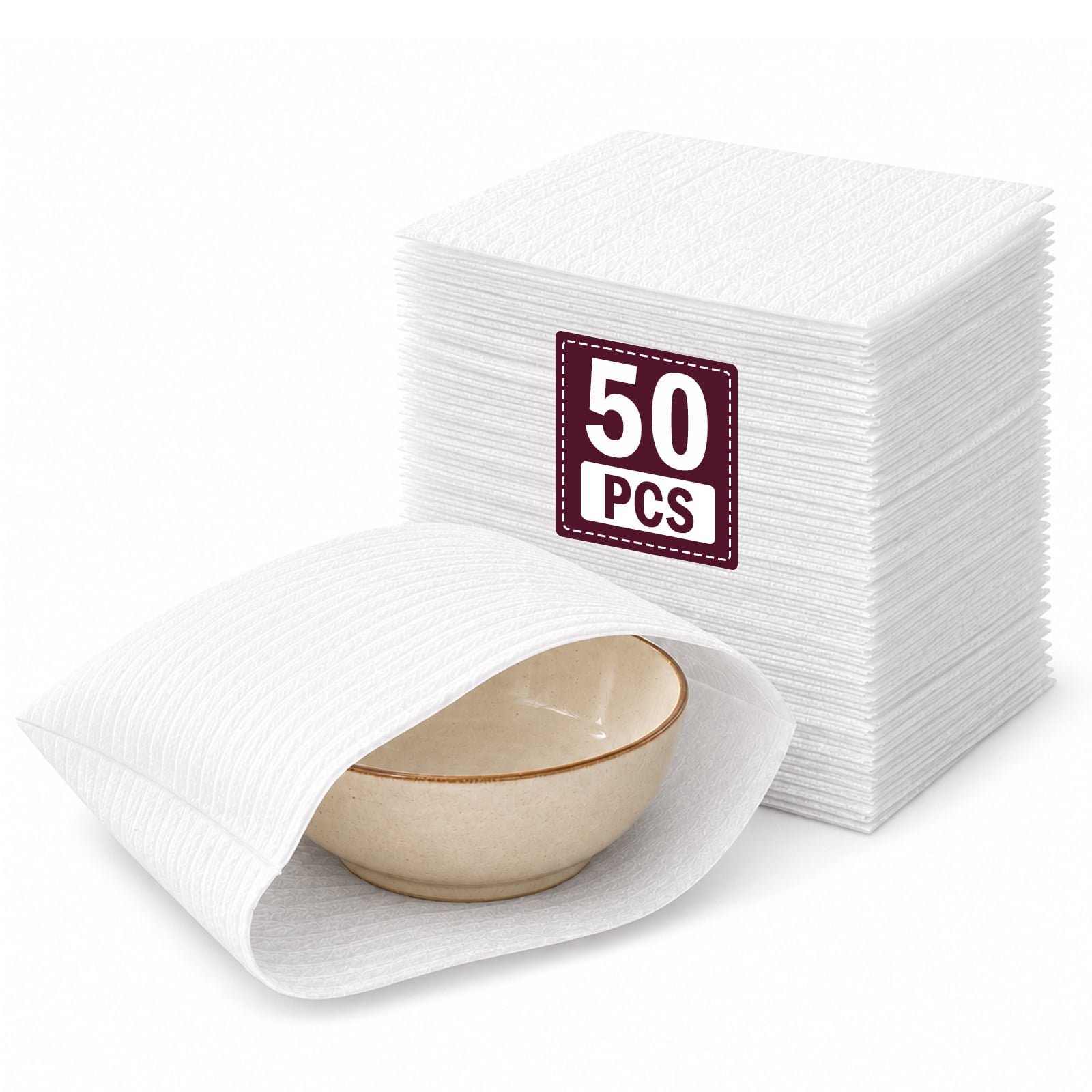 50-Pack Packing Foam Pouches, 8 x 10 in Cushion Sleeves for Dishes, Cups, Glassware and Fragile Items, 0.02 in Thick Packing Supplies for Moving