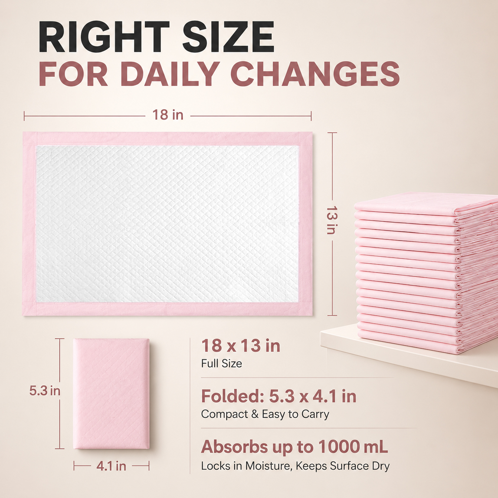 100 Pack Disposable Changing Pad Liners Baby Incontinence Pads 13x18 Inch Ultra Soft Absorbent Waterproof Diaper Underpads for Bed and Furniture - Image 2