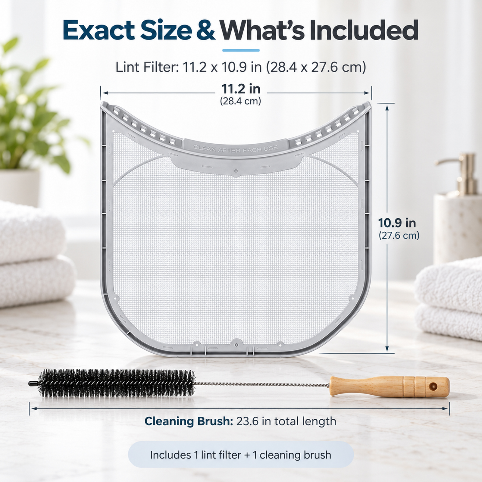 Dryer Lint Filter Replacement ADQ56656403, Durable Lint Screen Trap for Dryers & WashTowers, No Felt Seal Rim, Includes Lint Brush - Image 2