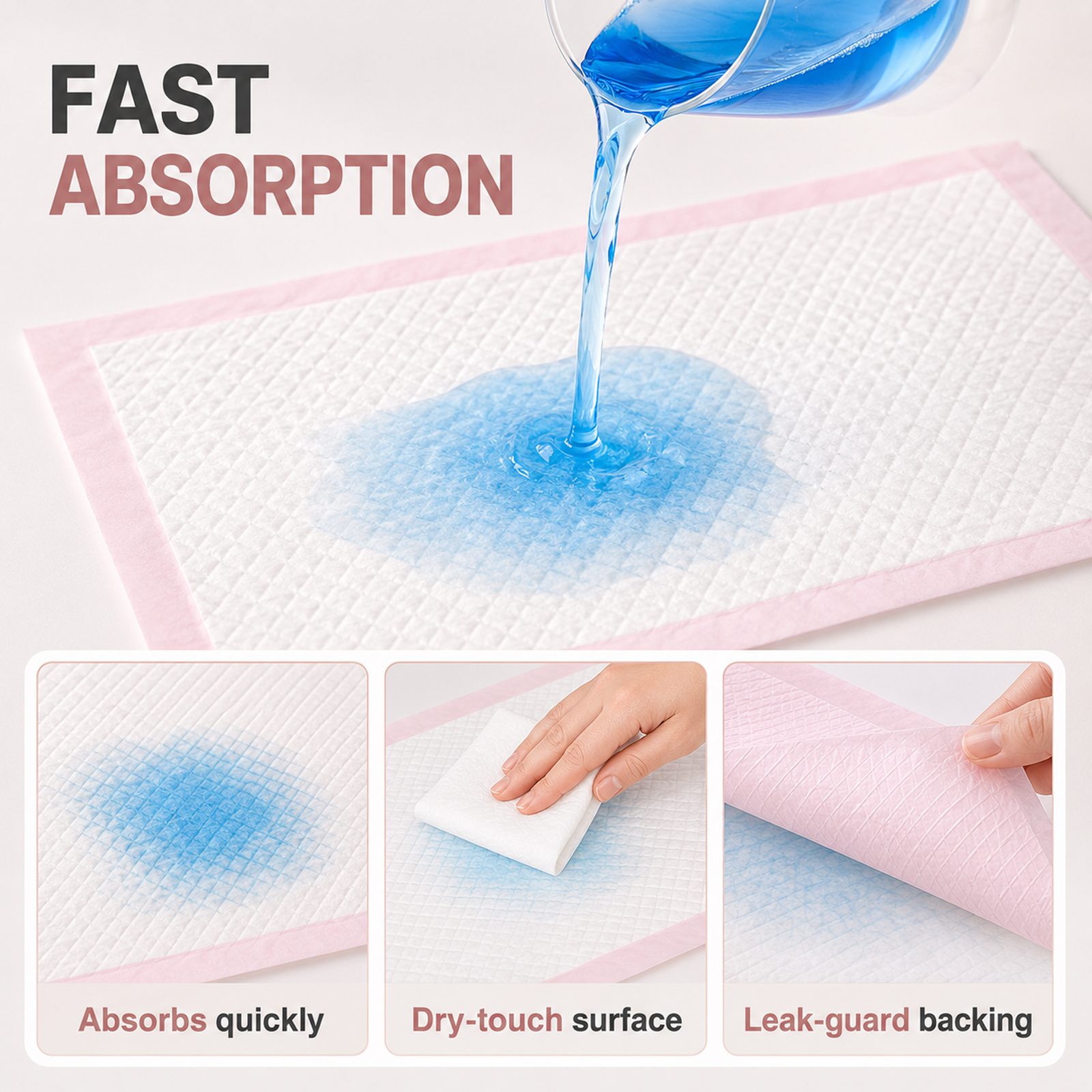 100 Pack Disposable Changing Pad Liners Baby Incontinence Pads 13x18 Inch Ultra Soft Absorbent Waterproof Diaper Underpads for Bed and Furniture - Image 3