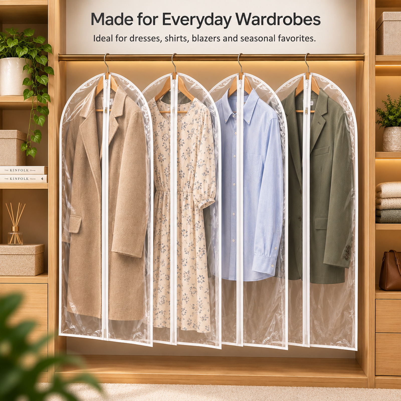 40" Clear Garment Bags for Hanging Clothes, 12 Pack Plastic Waterproof Suit Cover Bags with Zipper for Coats, Jackets, Shirts - Image 4