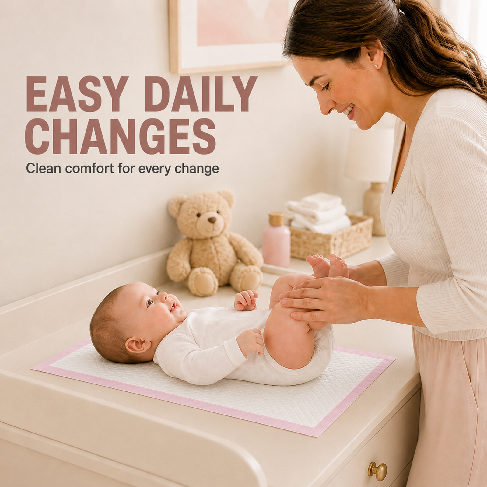 100 Pack Disposable Changing Pad Liners Baby Incontinence Pads 13x18 Inch Ultra Soft Absorbent Waterproof Diaper Underpads for Bed and Furniture - Image 5