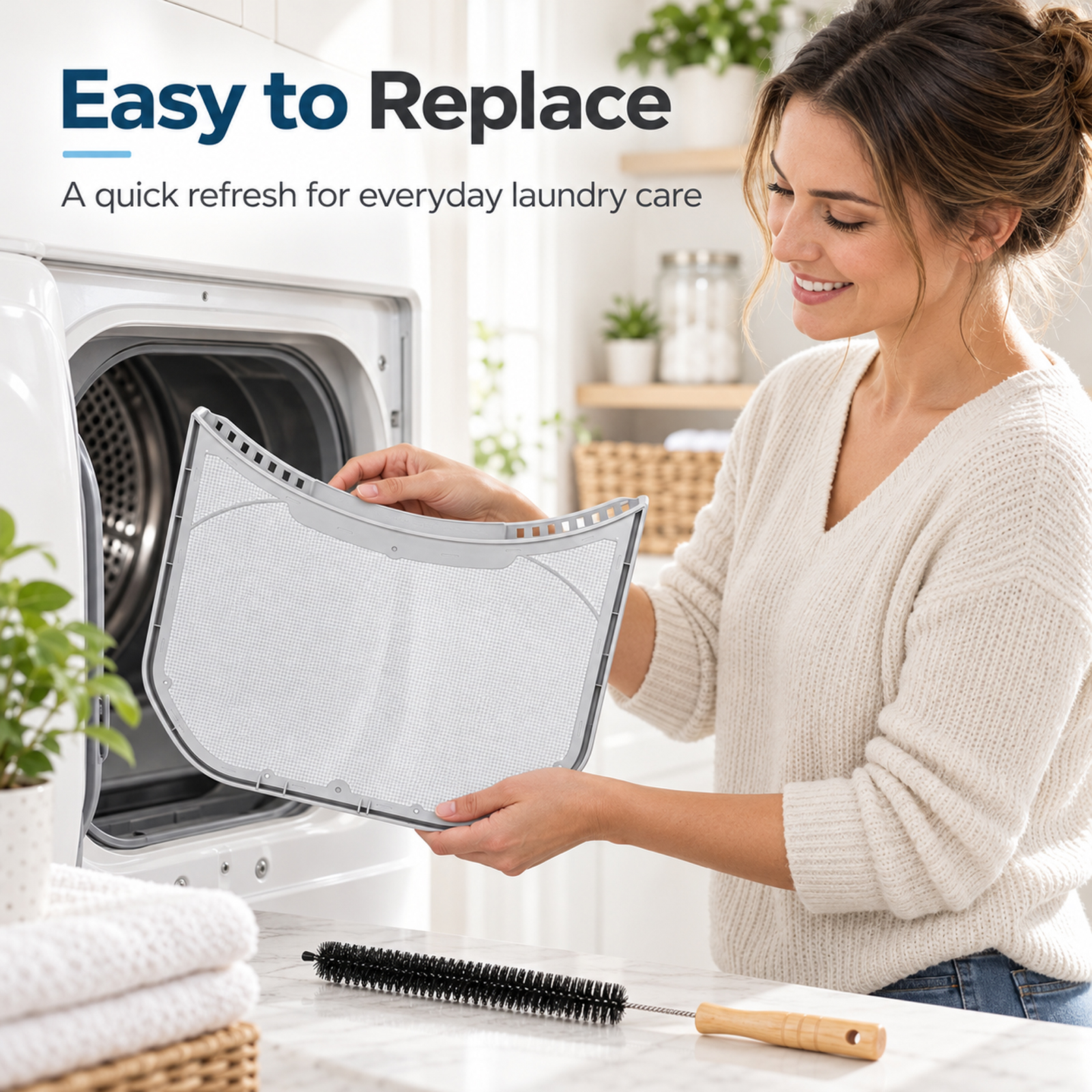 Dryer Lint Filter Replacement ADQ56656403, Durable Lint Screen Trap for Dryers & WashTowers, No Felt Seal Rim, Includes Lint Brush - Image 7
