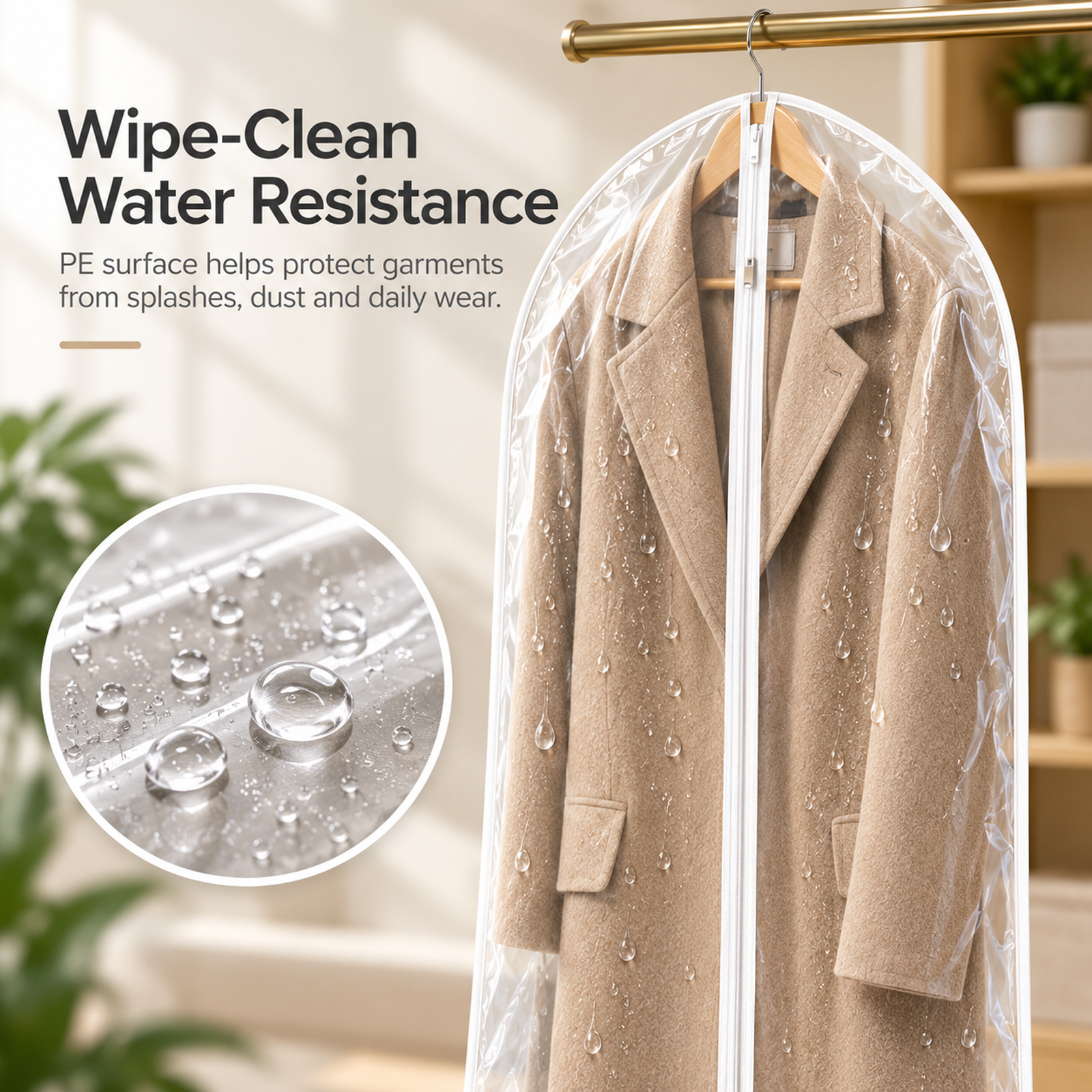 40" Clear Garment Bags for Hanging Clothes, 12 Pack Plastic Waterproof Suit Cover Bags with Zipper for Coats, Jackets, Shirts - Image 7