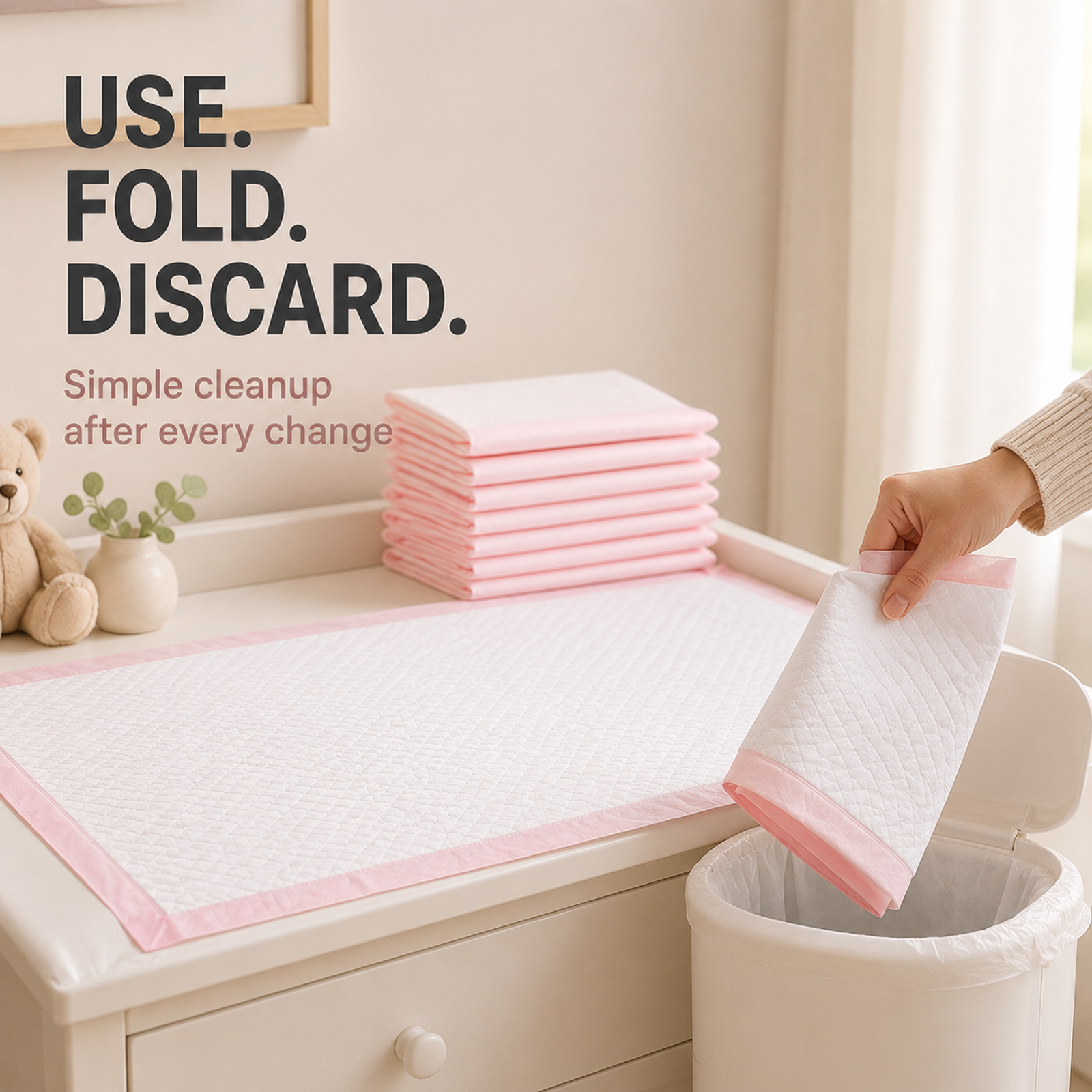 100 Pack Disposable Changing Pad Liners Baby Incontinence Pads 13x18 Inch Ultra Soft Absorbent Waterproof Diaper Underpads for Bed and Furniture - Image 7