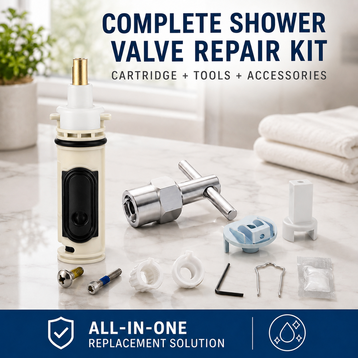 1222 Replacement Cartridge Kit Compatible with Moen 1222, Shower Faucet Cartridge, Pressure Balance Cartridge, 104421 Puller, Handle Adapter & Temp Limit Stop, Fix Leaks, Drips, Temp & Stiff Handle - Image 7