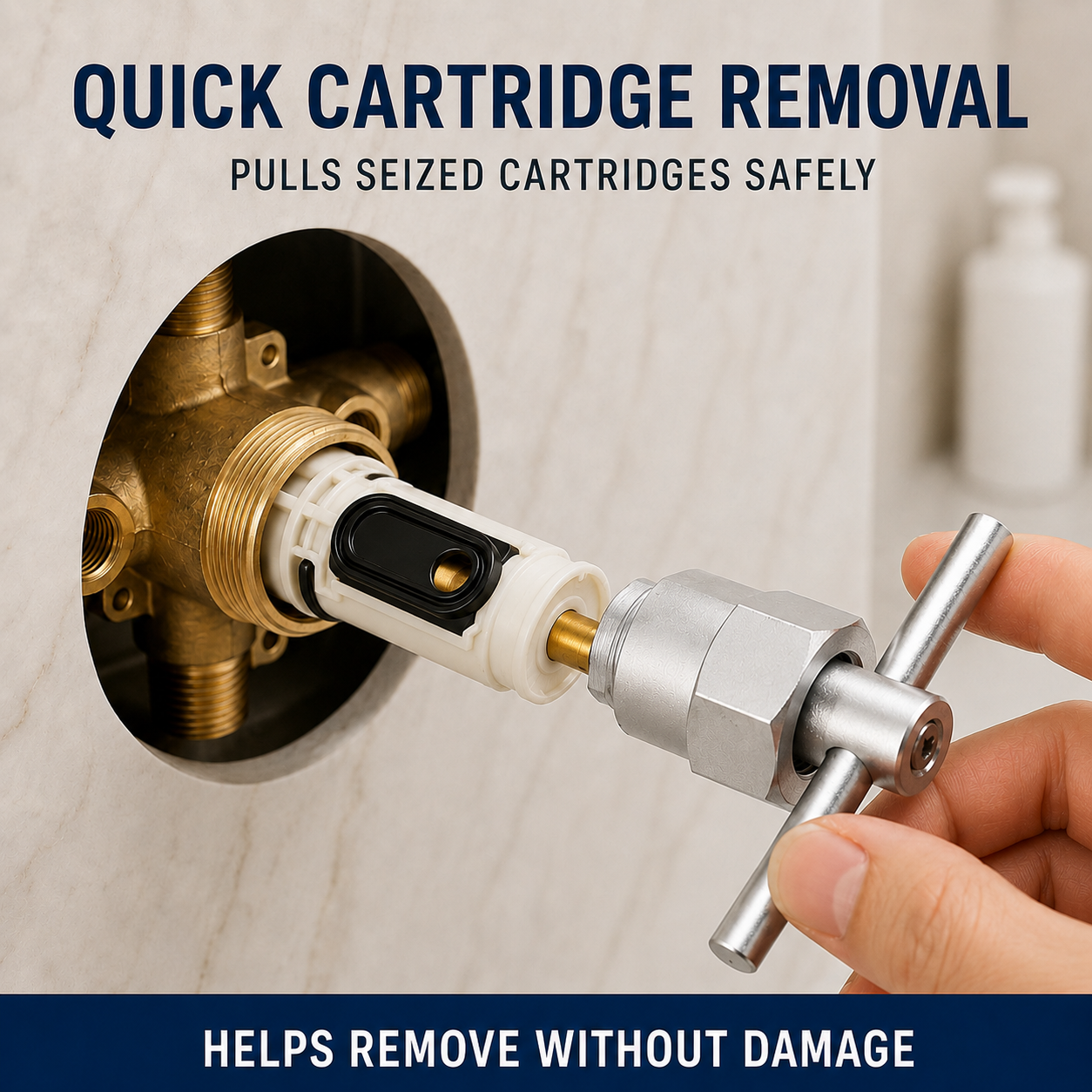 1222 Replacement Cartridge Kit Compatible with Moen 1222, Shower Faucet Cartridge, Pressure Balance Cartridge, 104421 Puller, Handle Adapter & Temp Limit Stop, Fix Leaks, Drips, Temp & Stiff Handle - Image 3
