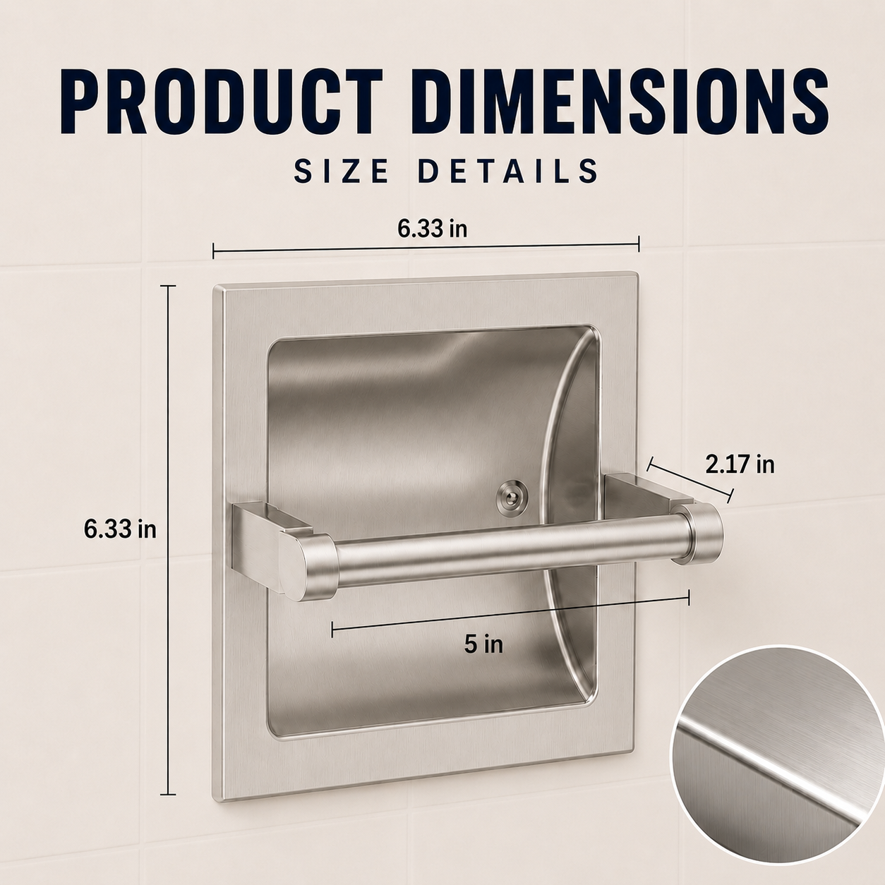 Recessed Toilet Paper Holder, In-Wall Stainless Steel Tissue Dispenser with Pivoting Post, Silver Wall Mount Design for Bathroom, Space-Saving, Easy Roll Replacement, Fits Paper Rolls up to 6 In - Image 4