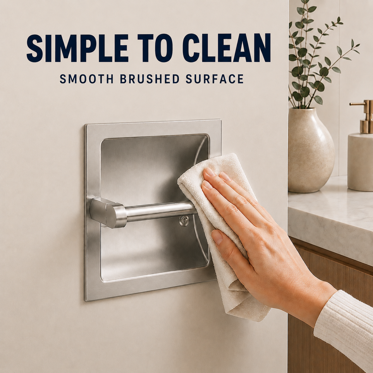 Recessed Toilet Paper Holder, In-Wall Stainless Steel Tissue Dispenser with Pivoting Post, Silver Wall Mount Design for Bathroom, Space-Saving, Easy Roll Replacement, Fits Paper Rolls up to 6 In - Image 5